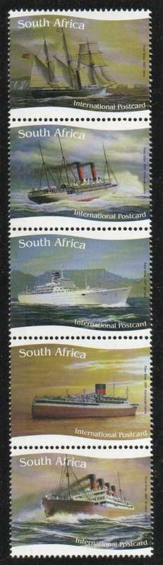 South Africa 2007 Union Castle Ships set/strip of 5 umm. SACC 1849-53. Cat R250 (2023-25)