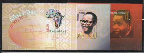 South Africa 2003 Chris Hani, Africa Day and Oliver Tambo M/Sheets umm. SACC 1536, 1549-50. Cat R500