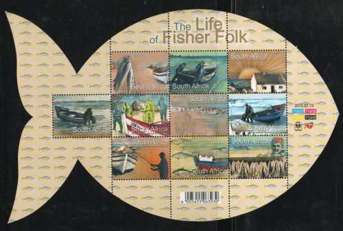 South Africa 2010 Life of the Fisher Folk sheetlet of 10 umm. SACC 2014. Cat R500 (2023-25)