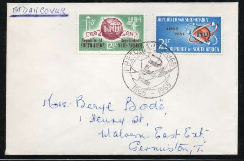 South Africa 1965 ITU unofficial FDC with official cancel. SACC 250-251.