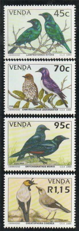 Venda 1994 Starlings set of 4 unmounted mint. SACC 276-279. Cat R125 (2023-25)