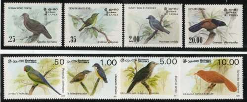 Sri Lanka 1983 and 1987 Birds sets of 4 unmounted mint. SG 827-830 and 985-988. Cat £8,25 (2012)