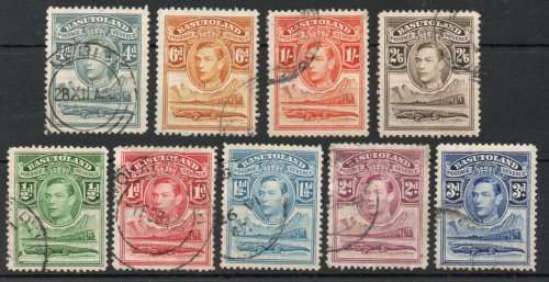 Basutoland 1938 definitive part set of 9 very fine used. SG 18-26. Cat £19,05 (2022)