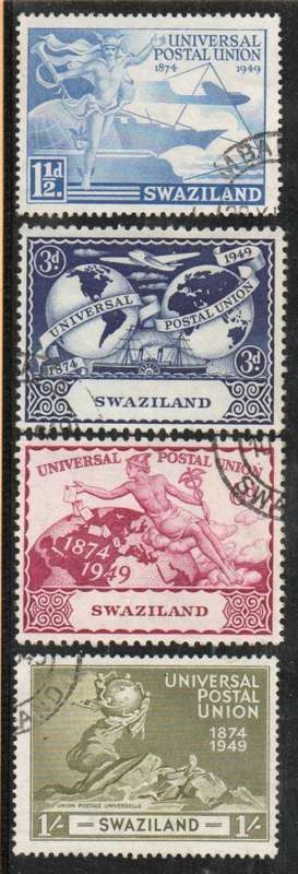 Swaziland 1949 UPU set of 4 very fine used. SG 48-51. Cat £9,50 (2022)