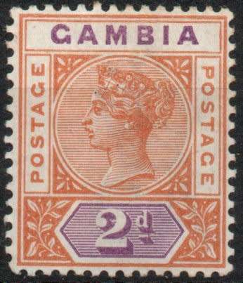 Gambia 1898-1902 QV Definitive 2d orange and mauve mounted mint. SG 39. Cat £7,50 (2022)