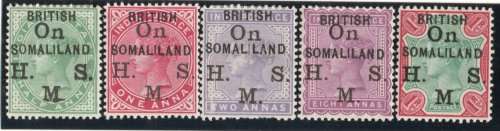 Somaliland Protectorate 1903 Official set of 5 lmm. SG O1-O5. Cat £55 (2022)