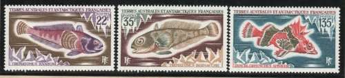 French Southern and Antarctic Territories 1971 Fish 3 stamps lmm. SG 64, 67, 68. Cat £39 (2013)