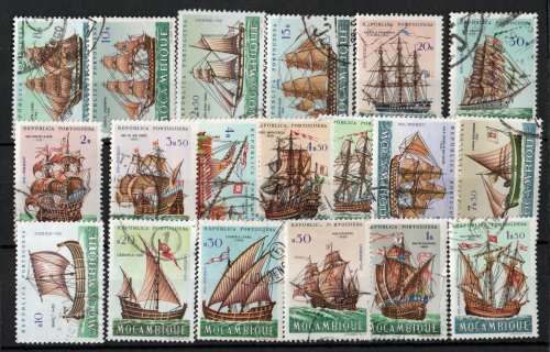 Mozambique 1963 Ships Definitive short set of 19 vfu.(no 2e50) SG 549-555, 557-568. Cat £9,50 (2012)
