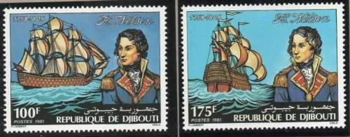 Djibouti 1981 Ships Admiral Nelson Commemoration set of 2 umm. SG 818-819. Cat £5,25 (2012)