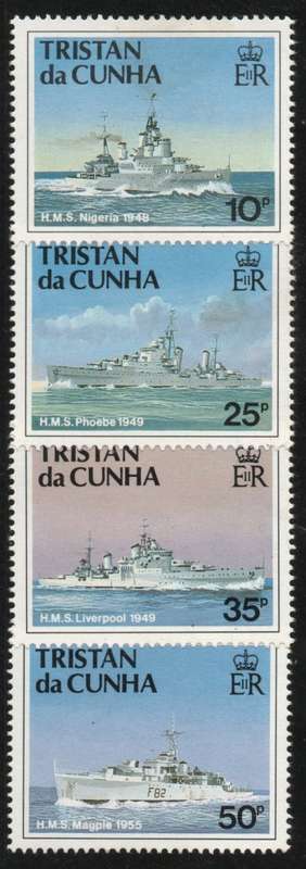 Tristan da Cunha 1994 Royal Navy Ships umm and mm. SG 565-8. Cat £8,75 (2012)
