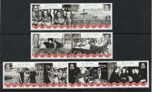 Isle of Man 2005 `60th Anniv End of WWII` set of 8 unmounted mint. SG 1208-1215. Cat £5,30 (2012)