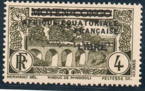 French Equatorial Africa 1940 Optd `LIBRE` 4c green very lmm. SG 118. Cat £22 (2013)