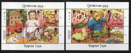 Guernsey 1994 Christmas set of 12 (2 mini sheets) umm. SG 651-662. Cat £6,90 (2013)