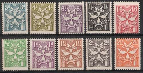 Malta 1967-70 Postage Due set of 10 unmounted mint. SG D32-41. Cat £7 (2022)