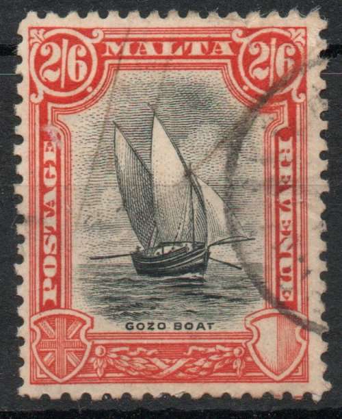 Malta 1930 Definitive 2/6d used with small repaired tear. SG 206. Cat £65 (2022)