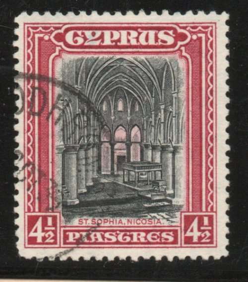 Cyprus 1934 Definitive 4½pi black and crimson very fine used. SG 139. Cat £6,50 (2022)