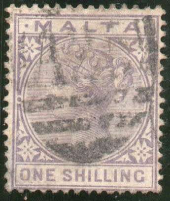 Malta 1885 QV Definitive 1/- violet fine used. SG 28. Cat £12 (2022)