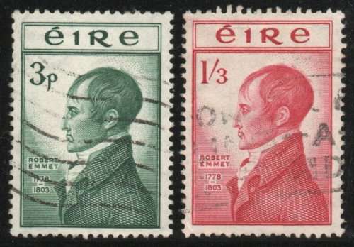Ireland 1953 `150th Anniv Death of Emmet` set of 2 very fine used. SG 156-157. Cat £12,20 (2022)