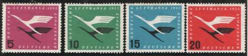 Germany West 1955 `Lufthansa` set of 4 mounted mint. SG 1131-34. Cat £39,65 (2013)