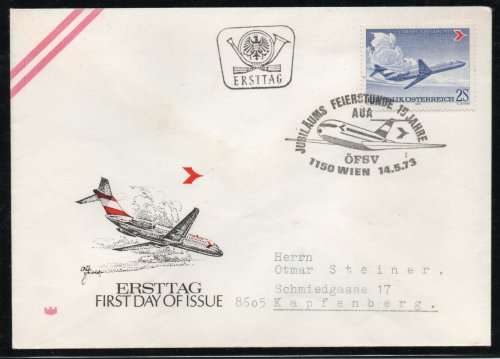 Austria 1971-79 First Day Covers x 5 and 1 First Flight Airmail cover. Cat £11 (2013)