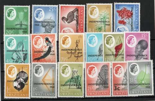 Swaziland 1968 Independence Definitive set of 17 umm. SG 142-158. Cat £20 (2013)