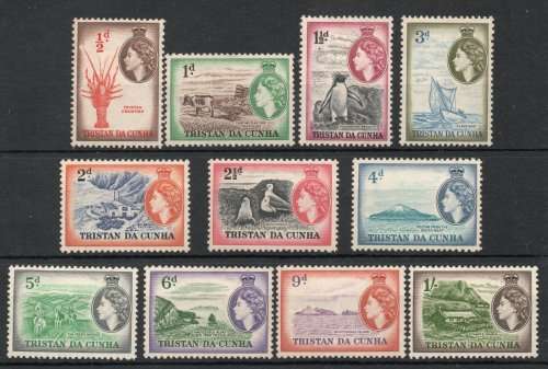 Tristan Da Cunha 1954 part set of 11 lightly mounted mint. SG 14-24. Cat £10,25 (2022)