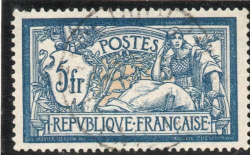 France 1900 Definitive 5fr blue and buff very fine used. SG 308. Cat £5,50 (2013)