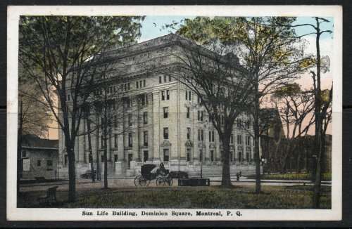 Valentine and Sons classic mint postcard showing the Sun Life Building, Dominion Square, Montreal.