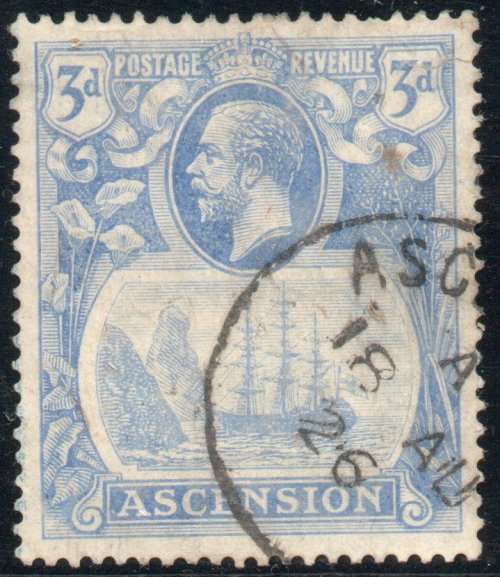 Ascension 1924 defin 3d blue fine used. SG 14. Cat £18. (2022)