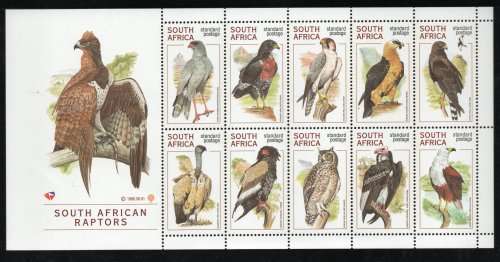 South Africa 1998 SA Raptors sheetlet of 10 unmounted mint. SACC 1118. Cat R150 (2023-25)