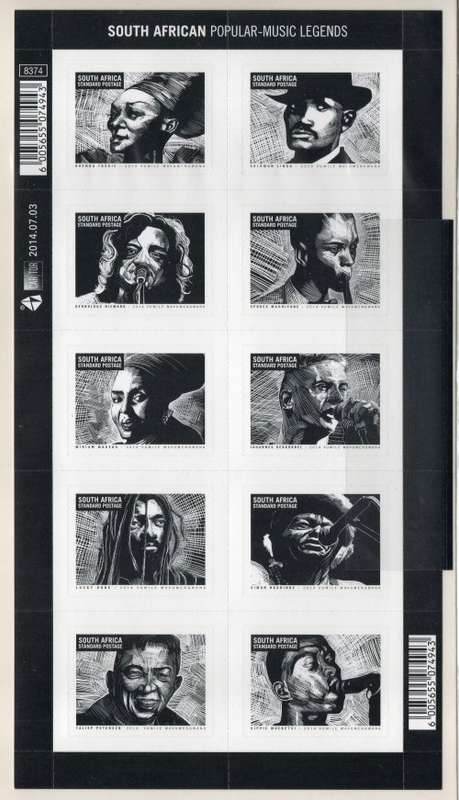 South Africa 2014 SA Music Legends sheetlet of 10 unmounted mint . SACC 2266. Cat R350 (2023-25)