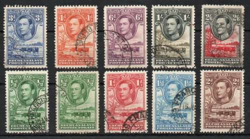 Bechuanaland 1938 Defin short set of 9 (½d - 2/6d) very fine used. SACC 113-121. Cat R717 (2019-20)