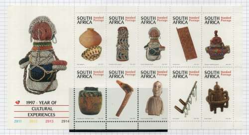 South Africa 1997 Year of Cultural Experiences sheet of 10 umm. SACC 1030. Cat R150 (2025)