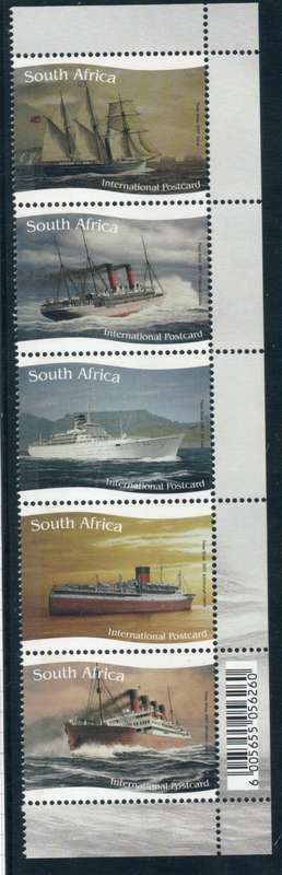 South Africa 2007 Union Castle Ships set/strip of 5 umm. SACC 1849-53. Cat R250 (2023-25)