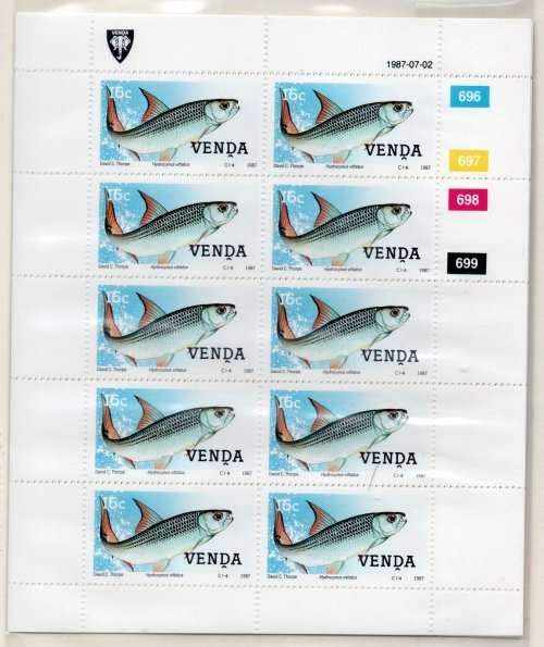 Venda 1987 Freshwater Fish set of 4 in sheets of 10 umm. SACC 160-163. Cat R100 (2019-20)