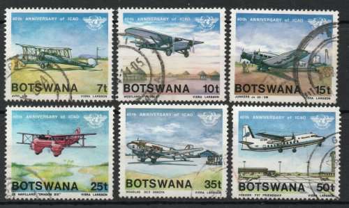 Botswana 1984 Airplanes set of 6 very fine used. SG 562-567. Cat £12 (2018)