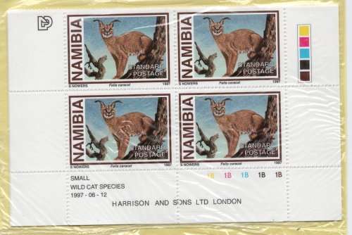 Namibia 1997 Small Wild Cat Species set of 4 in blocks of 4 umm. SACC 179-182. Cat R96 (2019-20)
