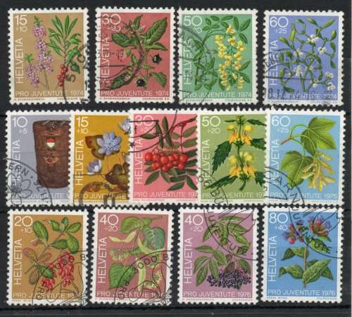 Switzerland Pro Juventute 1974, 1975 & 1976 sets very fine used. SG J245-257. Cat £8,65 (2013)