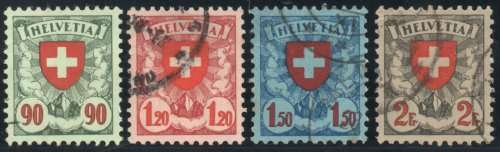 Switzerland 1924 Definitive set of 4 vfu. SG 329-332a. Cat £32,25 (2013)