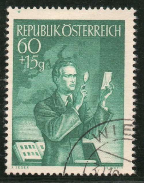 Austria 1950 Stamp Day 60g + 15g green very fine used. SG 1222. Cat £11 (2013)