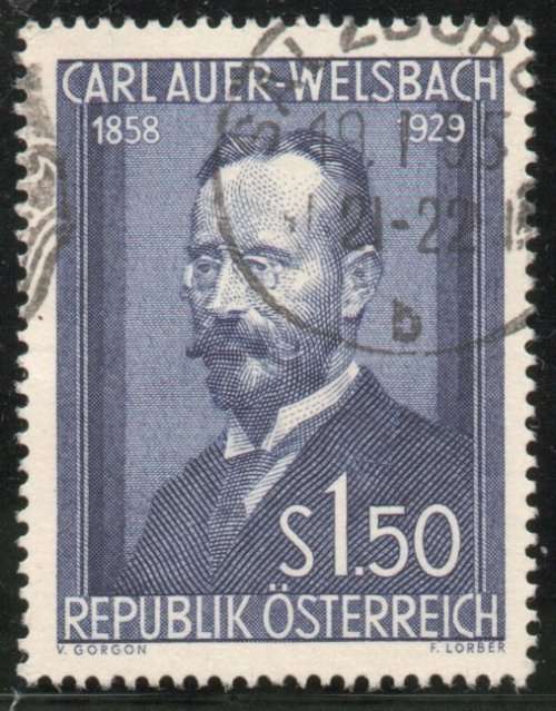 Austria 1954 25th Death Anniversary of von Welsbach (inventor) 1s50 vfu. SG 1264. Cat £4,25 (2013)