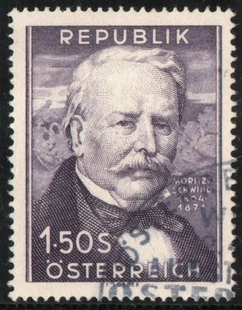Austria 1954 150th Birth Anniv of M von Schwind (painter) 1s50 lilac vfu. SG 1253. Cat £4,25 (2013)