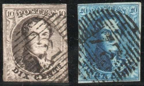 Belgium 1861 Definitive 10c & 20c imperf fine used. SG 13 & 14. Cat £23 (2013)