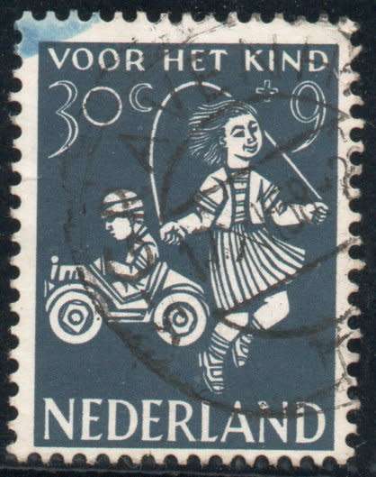 Netherlands 1958 Child Welfare Fund (Children`s Games) 30c + 9c fine used. SG 874. Cat £7 (2013)