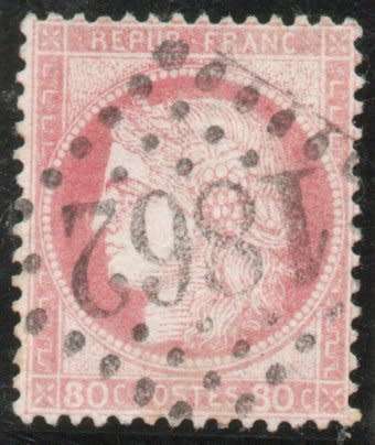 France 1870 Ceres Definitive 80c dull carmine very fine used. SG 209. Cat £20 (2015)