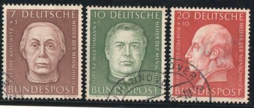 Germany 1954 Humanitarian Relief Fund part set of 3 very fine used. SG 1126-28. Cat £14 (2013)