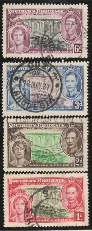 Southern Rhodesia 1937 Coronation set of 4 very fine used. SACC 38-41. Cat R250 (2023-25)
