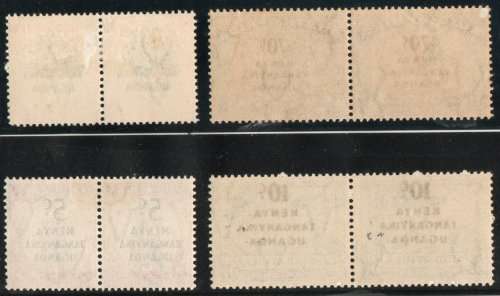 Kenya, Uganda & Tanganyika 1941 SA stamps surch set of 4 pairs lmm. SG 151-154. Cat £25 (2022)