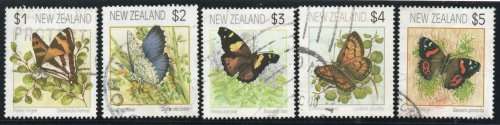 New Zealand 1991 Butterflies set of 5 very fine used. SG 1635-1644. Cat £12,85 (2013)