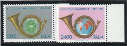 Italy 1989 Cent of Ministry of Posts and Communication set of 2 umm. SG 2035-36. Cat £7,20 (2013)